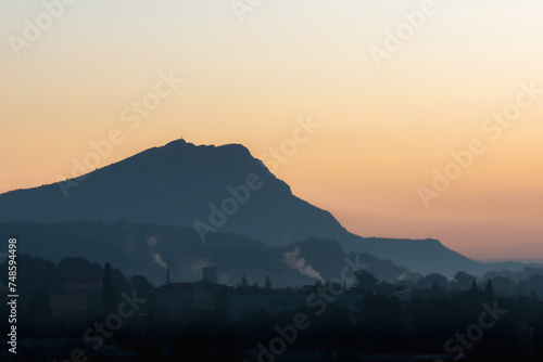 the Sainte Victoire mountain in the light of a winter morning © philippe paternolli