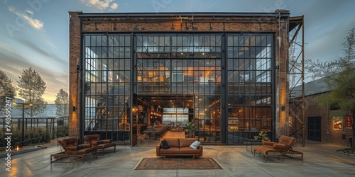Adaptive Reuse Brilliance: An abandoned factory thrives as a tech startup hub, preserving industrial charm for innovation.