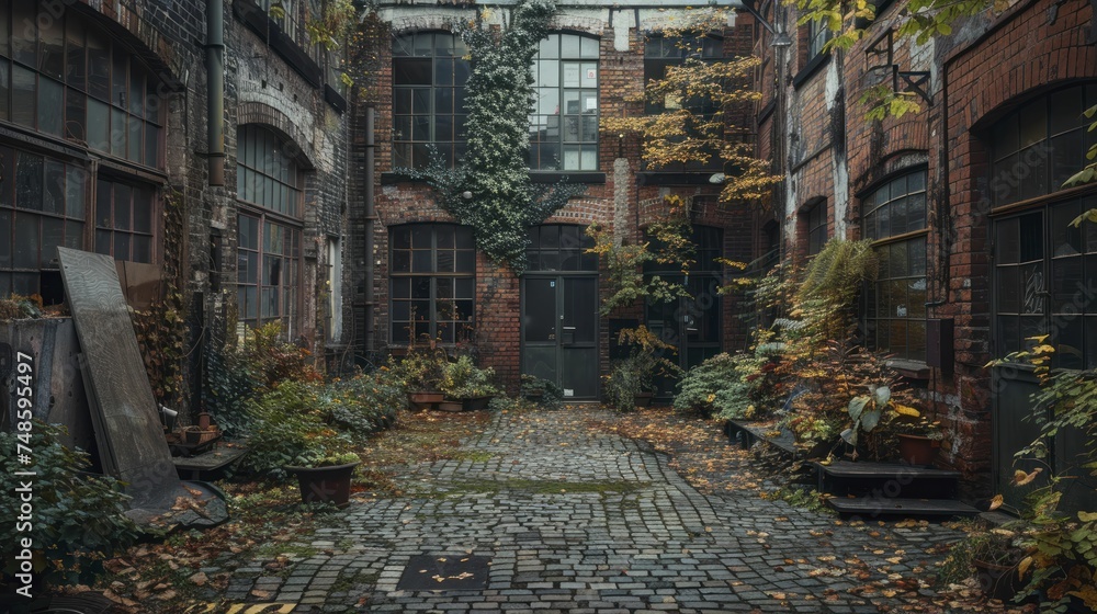 Cobbled courtyards in old industrial complexes, once bustling with workers, now serene urban oases for contemplation.