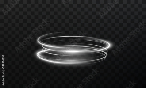 Light white Twirl. Curve light effect of white line. Luminous white circle. Light white pedistal, podium, platform, table. Vector PNG. Vector illustration 