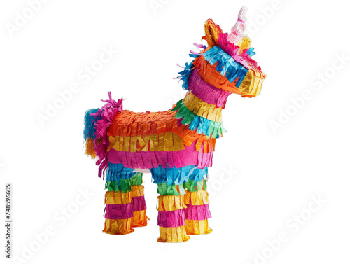 Pinata on isolated on transparent png background. Generative ai	
