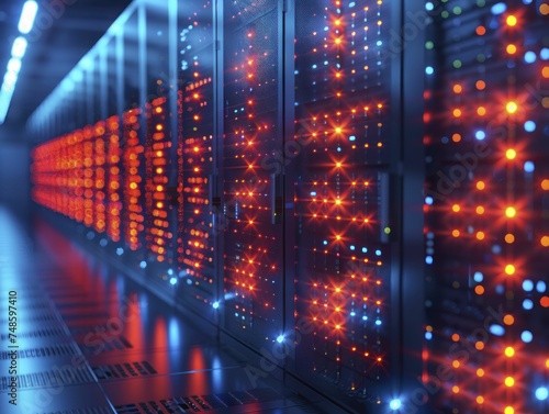 Secure Data Warehouses store servers and data centers, protecting global businesses' digital assets. photo