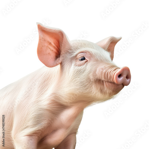 pig looking isolated on white