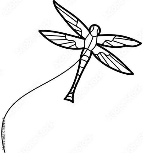 dragonfly kite  outline doodle sky 