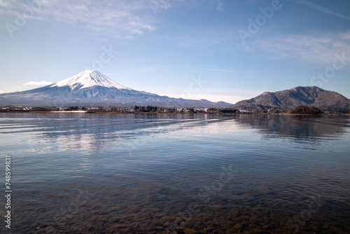 湖面に映える富士山と河口湖