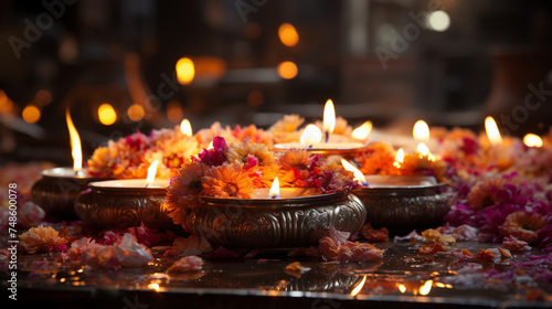 Ceremonial Candles Offering Flowers Ritual Sacred Flame