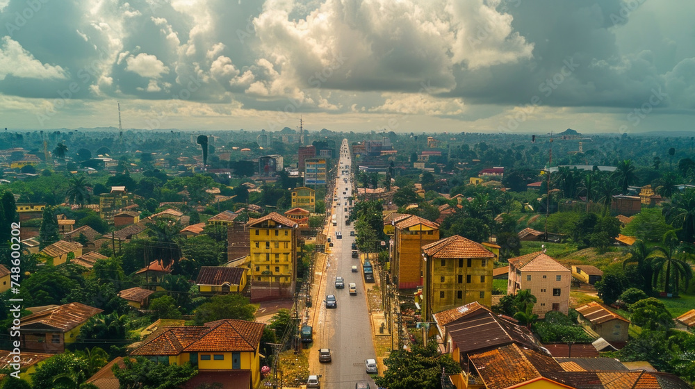 Fototapeta premium Panoramic view of the city of Brazzaville, Republic of the Congo.