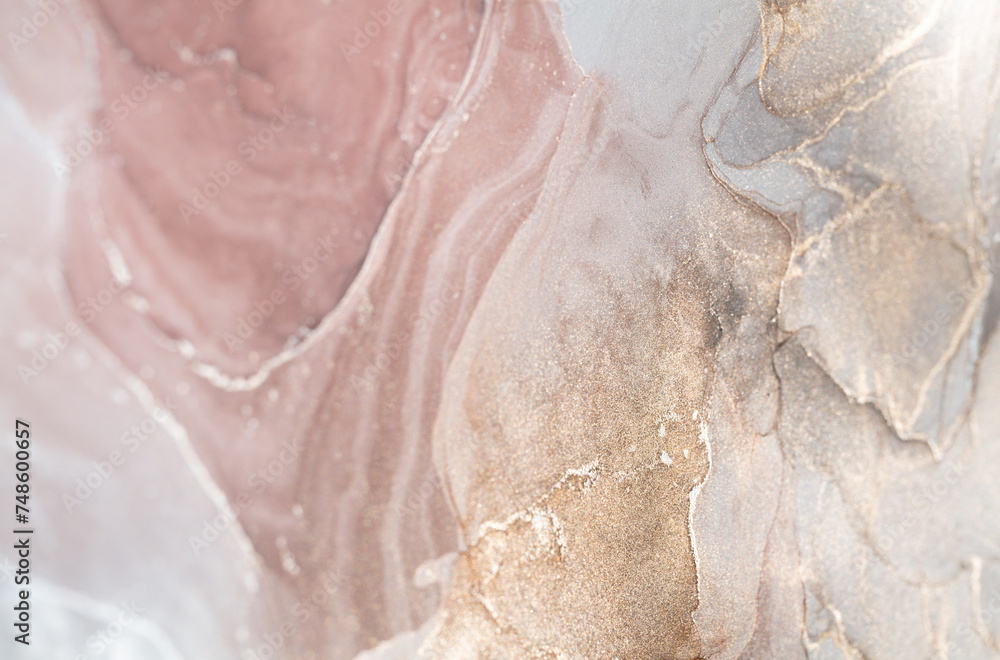 Fototapeta premium Luxurious alcohol ink painting. Liquid marble texture design. Modern abstract marble background.