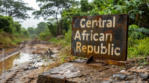 Rusty old sign in Central African Republic. photo