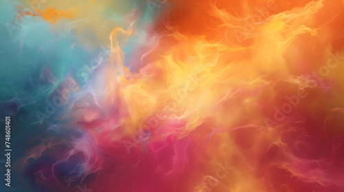 Vibrant colorful blue and red smoke floating on black background. Suitable for overlay quote or text on it for Holi festival presentations or banner design.