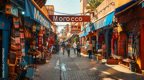 The narrow streets of Morocco. photo