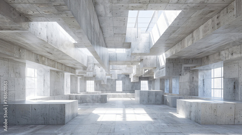Abstract architectural concrete interior from an arr