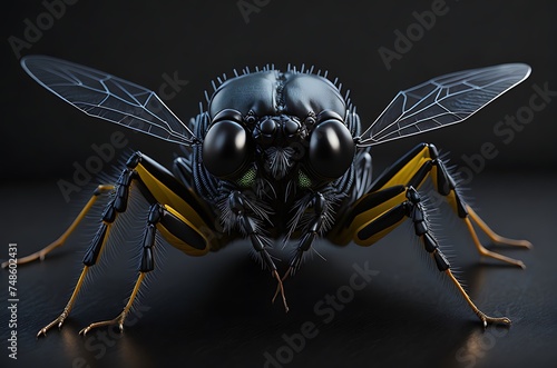  fly on black background close up macro lance photo