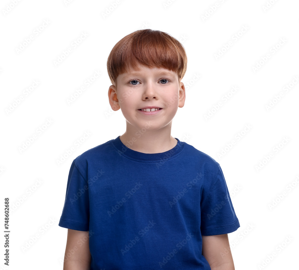 Portrait of happy little boy on white background Portrait of happy little boy on white background