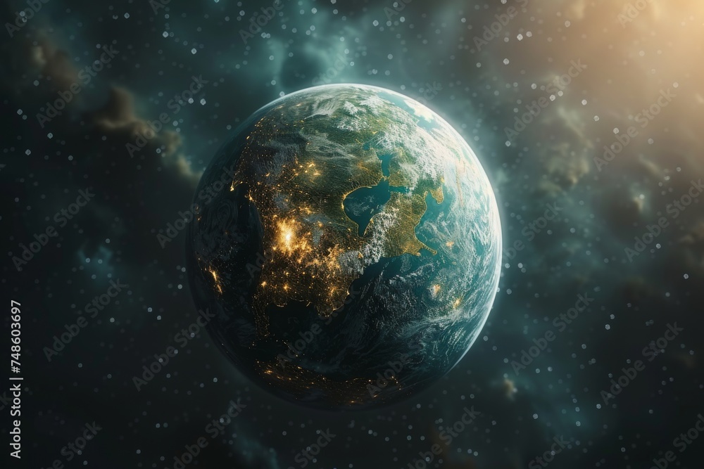 Obraz premium Planet close up, selective focus