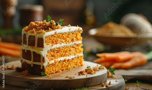 View of delicious cake made from carrots