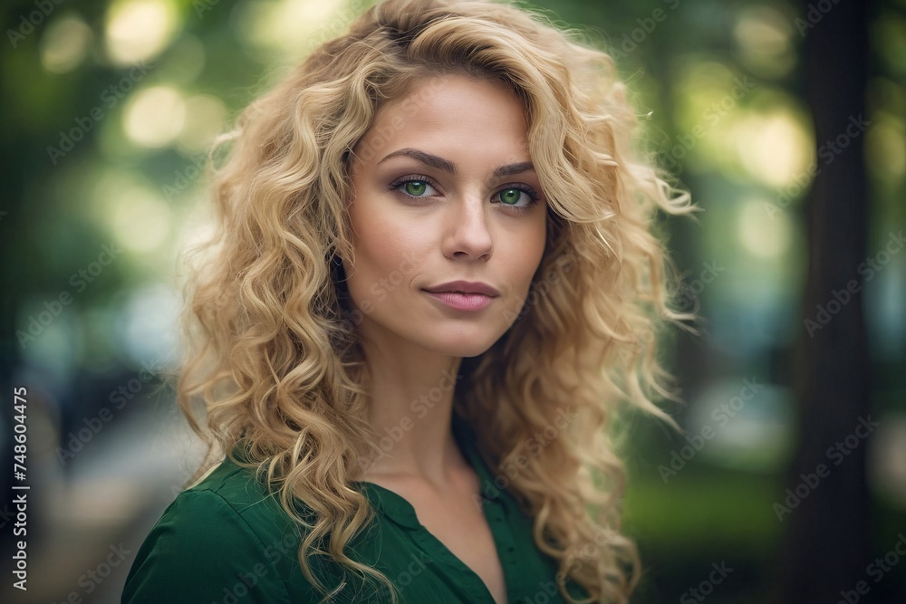 Obraz premium selfie photograph of smirking attractive woman on colorful background