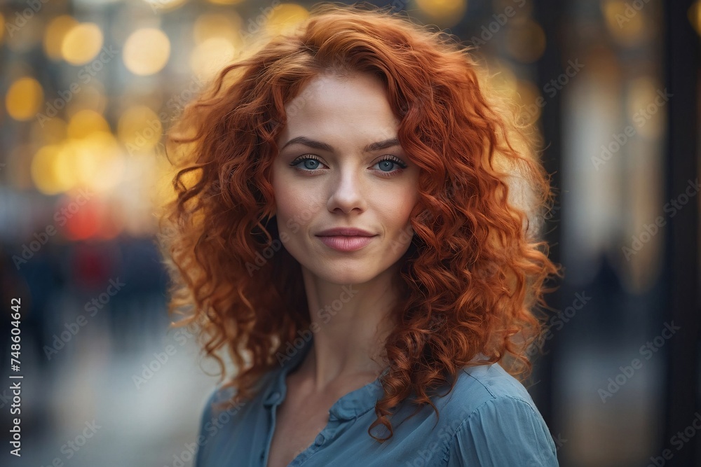 Fototapeta premium selfie photograph of smirking attractive woman on colorful background