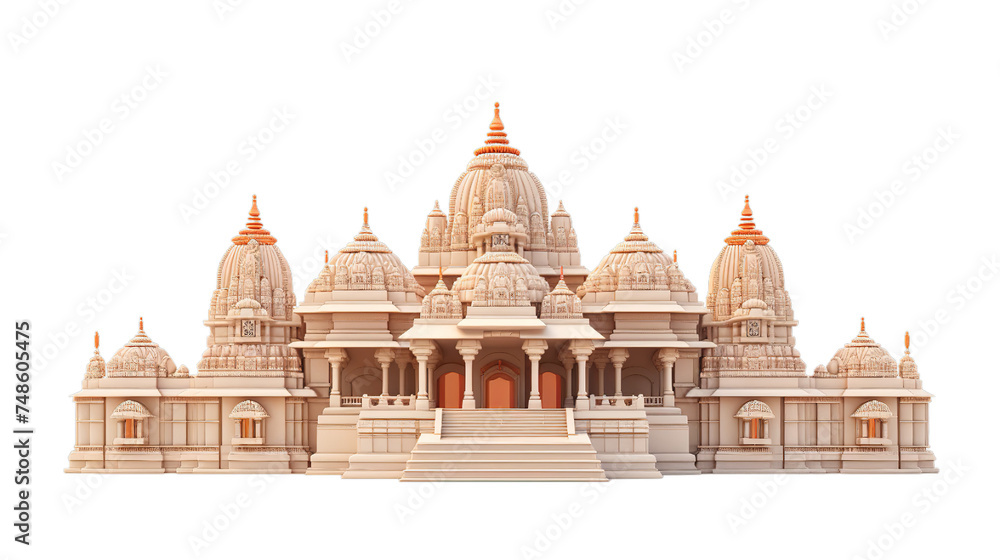 Hindu mandir of India with Hindi, Isolated on transparent PNG background, Generative ai