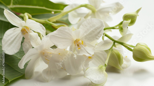 bouquet of white orchid with bud on white background