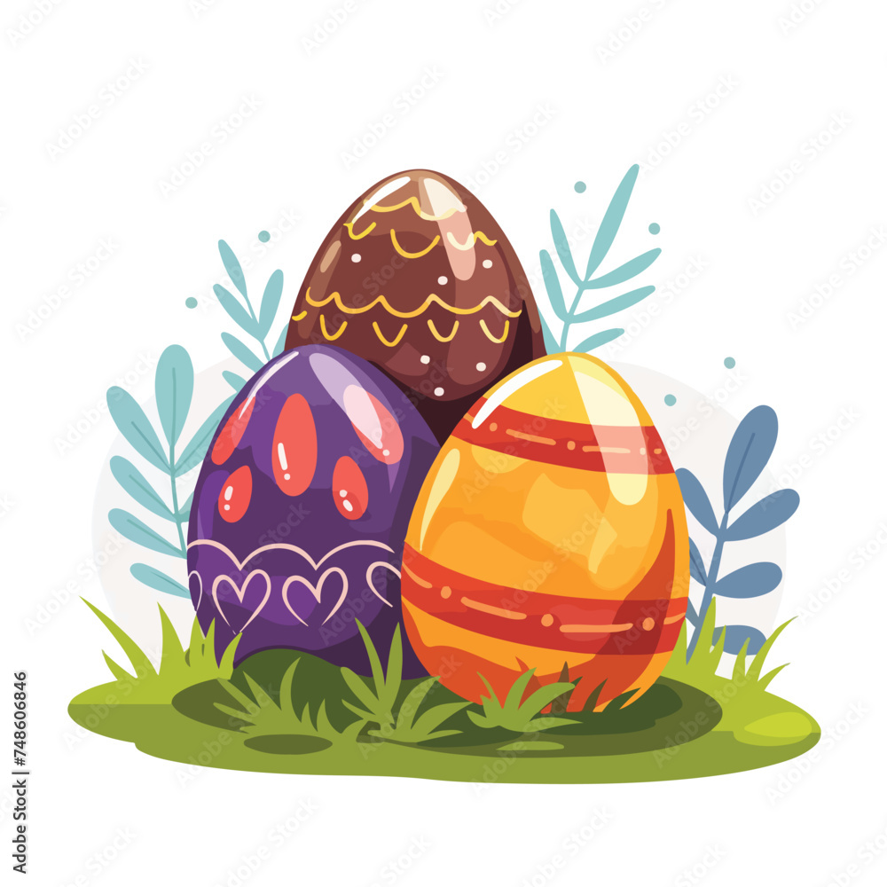 Easter eggs cartoon vector illustration isolated on