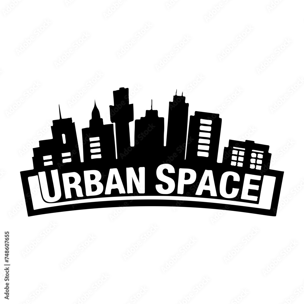 City Buildings Logo black & white vector icon set
