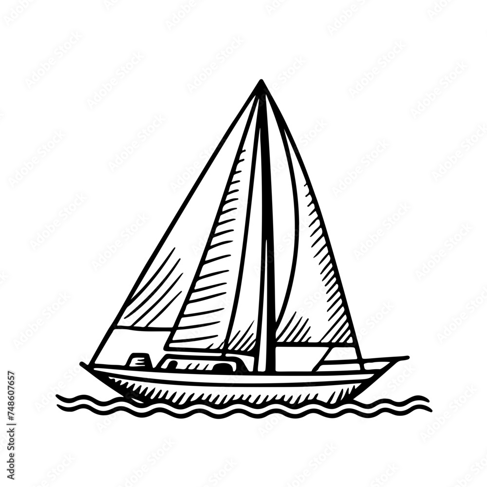 Vector sailing boat yacht logo vector illustration isolated on white. Yacht club logotype
