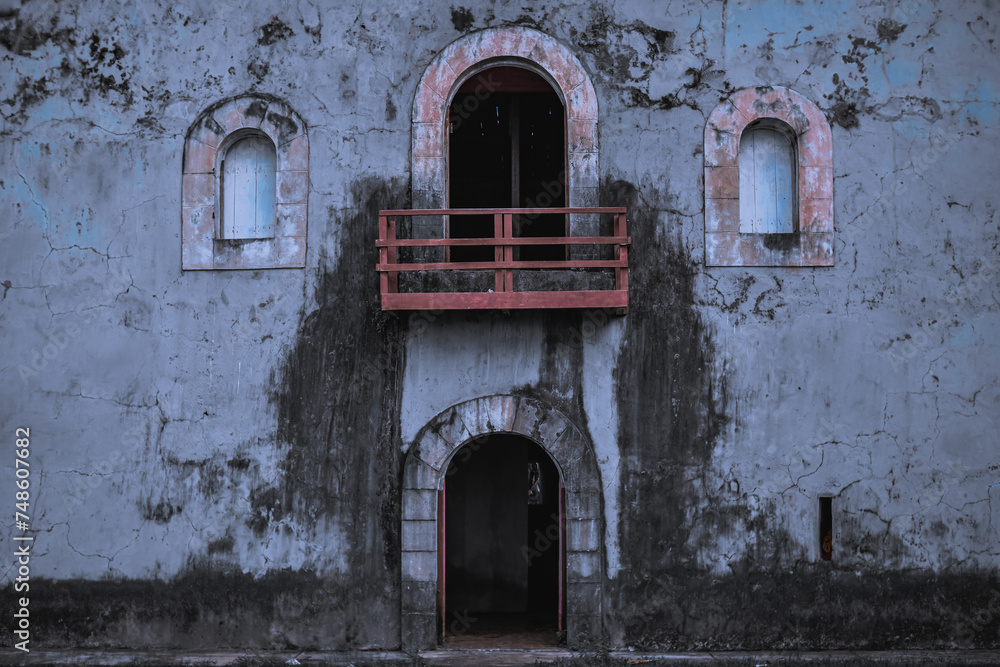 Beverwijk Fort. Architecture of a historic building from Dutch Colonial heritage on Nusalaut Island, Maluku, Indonesia