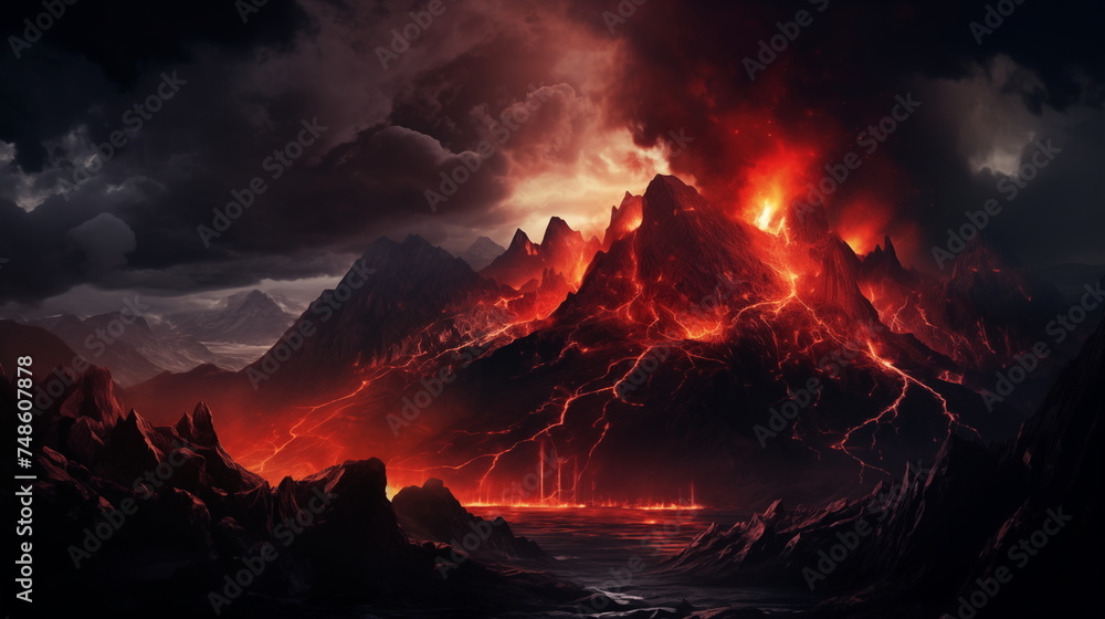 volcano eruption wallpaper and background, creater eruption with dark smoke and cloud
