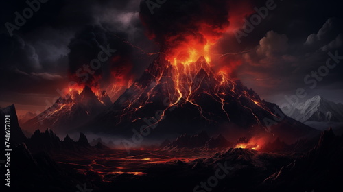 volcano eruption wallpaper and background, creater eruption with dark smoke and cloud