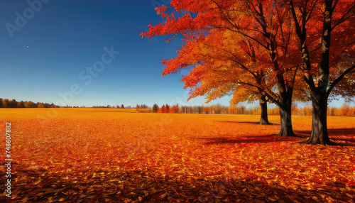 Autumn landscape with many orange, yellow trees © Михаил Таратонов