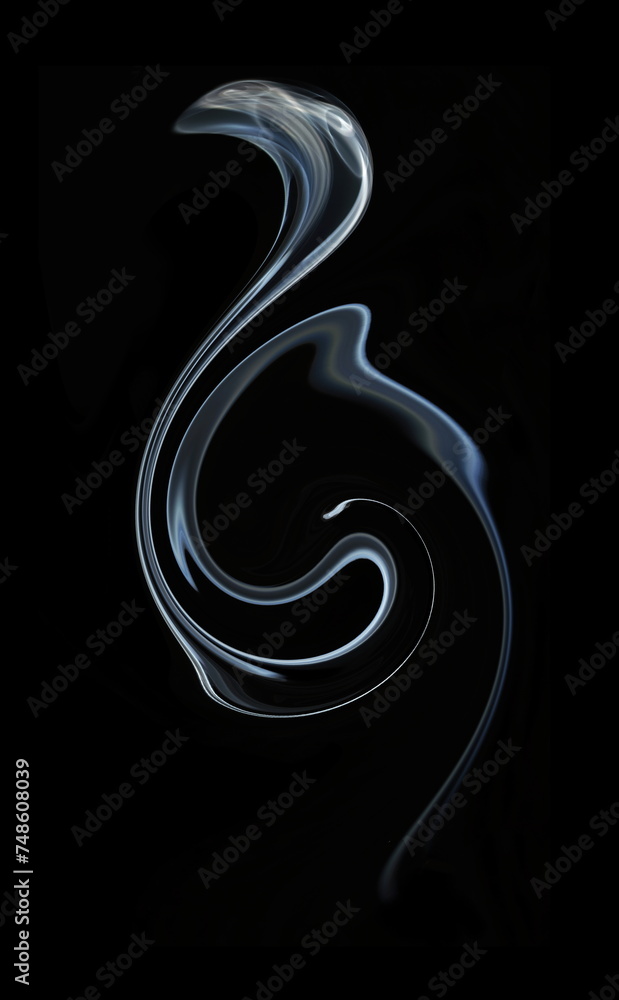 Fototapeta premium flamingo bird, emulation, art abstract photo of fuzzy shapes of smoke on a black background.