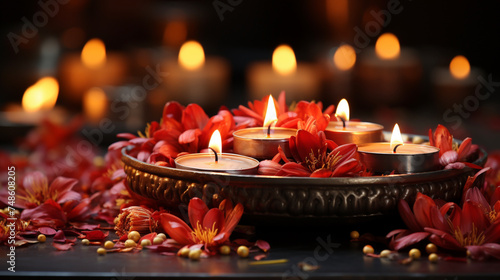Elegant Candles Floral Arrangement Still Life Romantic Decor