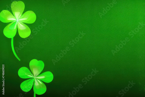 Shamrock green background for Saint Patrick's Day, space for text