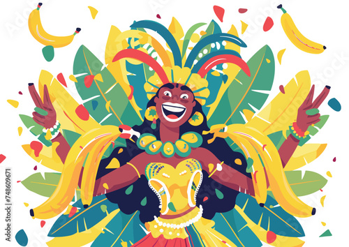 Carnival dancer holding bananas vector illustration