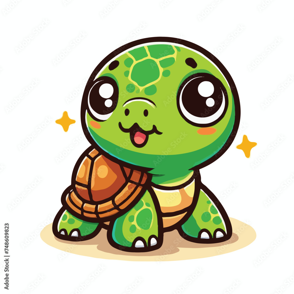 Obraz premium cute turtle vactoe on white background.