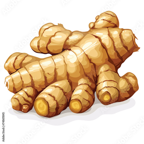 Ginger root on white background cartoon vector illustration