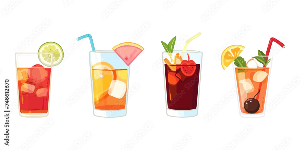 Set of fruit juices on a white background Set of fruit juices on a white background