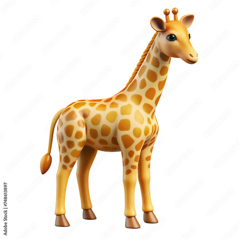 Cartoon giraffe animal isolated on transparent background. 3d illustration. Cartoon giraffe animal isolated on transparent background. 3d illustration.