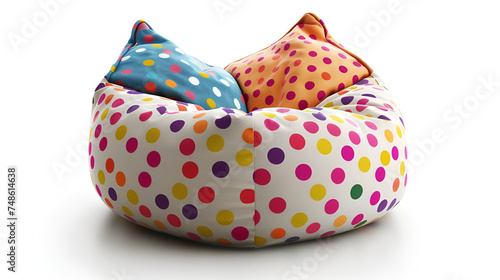 Colorful polka dots beanbag isolated on white background with copy space. generative ai 