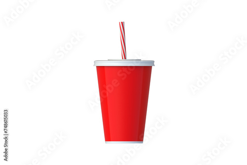 Cup for soda isolated on white background. Cold beverages. Top view. 3d render