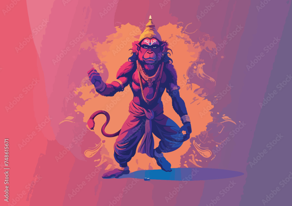 Icon vector illustration of Hanuman one of character