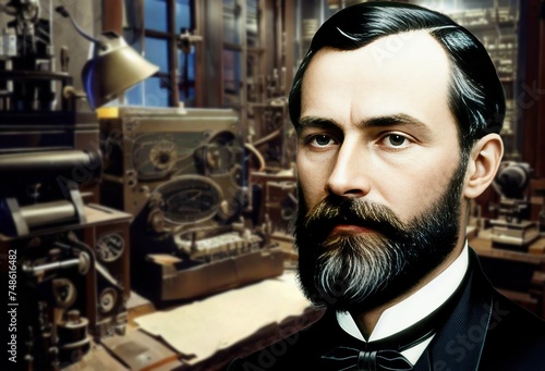 Karl Ferdinand Braun was a German physicist who was awarded the Nobel Prize for having invented the wireless telegraph together with Marconi, generative ai photo