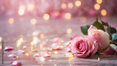 pink roses whispers of a sparkling tale of fresh soft renewal filled by ambient soft sunlight. Wedding concept.