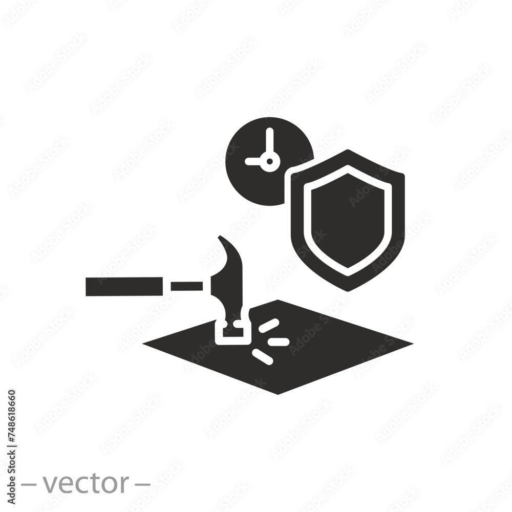 layer durability properties icon, strong and durable material, protection time, flat symbol on white background - vector illustration layer durability properties icon, strong and durable material, protection time, flat symbol on white background - vector illustration