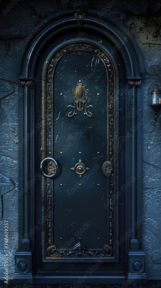 Futuristic, high value entrance front door. Generative AI Futuristic, high value entrance front door. Generative AI