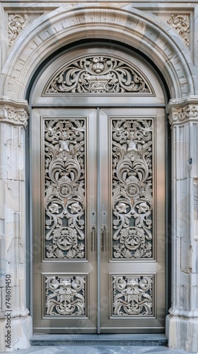 Futuristic, high value entrance front door. Generative AI © Dvid