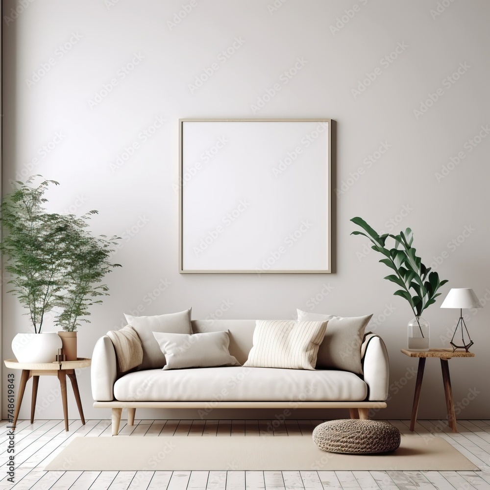 mock up poster frame in modern interior background, living room, Scandinavian style, 3D render, 3D illustration mock up poster frame in modern interior background, living room, Scandinavian style, 3D render, 3D illustration