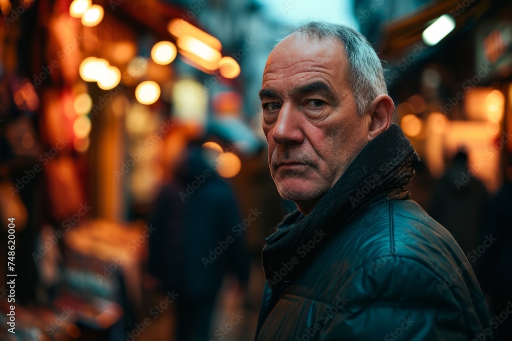 Portrait of an elderly man on a Christmas market in Paris Portrait of an elderly man on a Christmas market in Paris