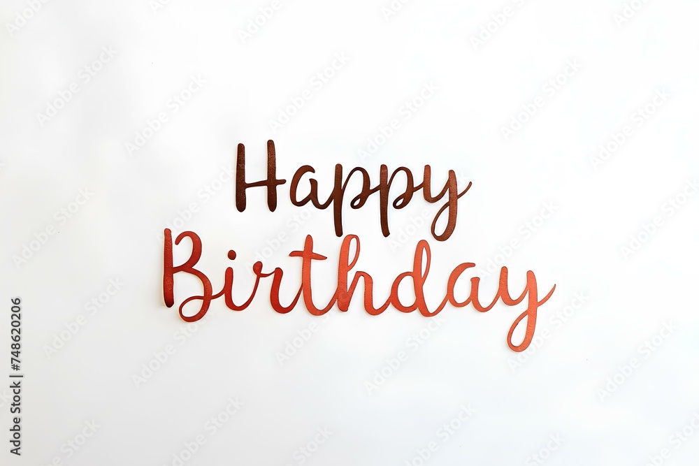 Handwriting happy birthday text on white background, birthday card, birthday present 